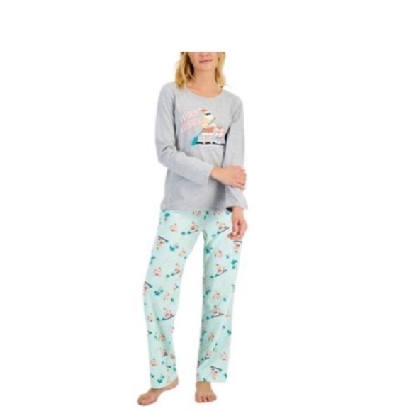 Family Pajamas Matching Womens Tropical Santa Mix It Pajama Set tea green large - Picture 7 of 11